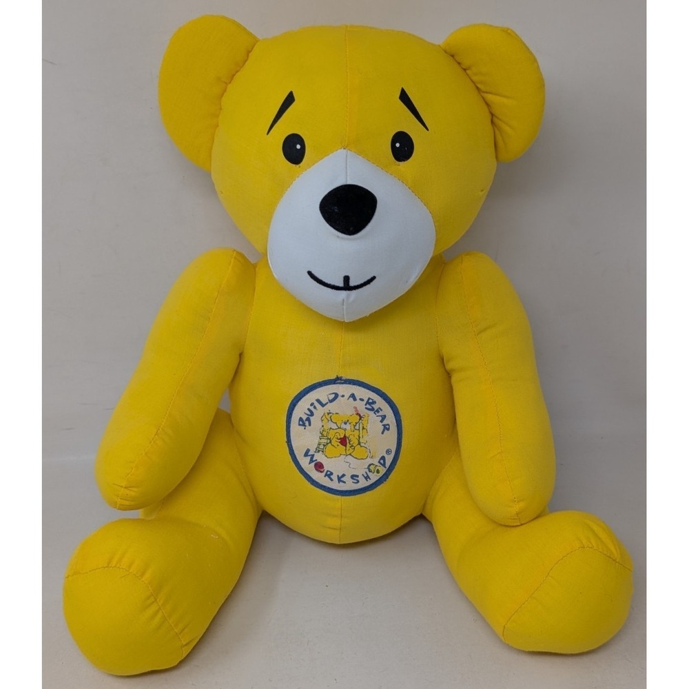 Build A Bear Autograph Bear Blank Yellow Stuffed Animal Logo Patch VTG 2012